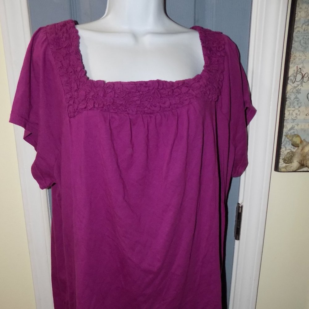Basic Editions Purple Short Sleeve Shirt Size 2X